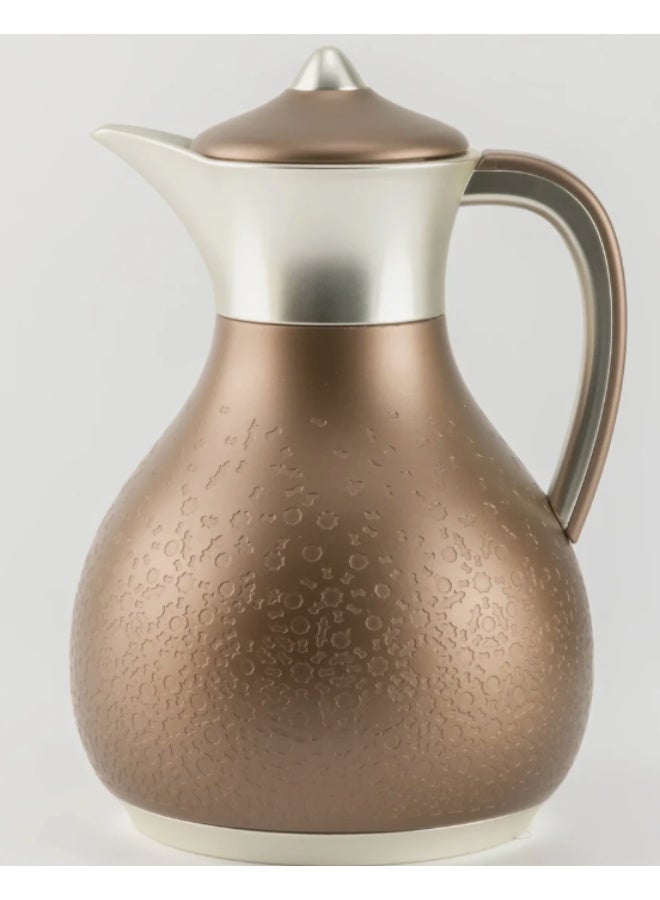 Otantik 1 Ltr Tea Or Coffee Pot From Nourhan - Matte Brown + Matte Silver - Image 1